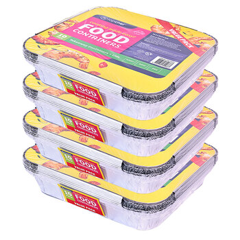 4x 10pc Topchef Home Kitchen Foil Takeaway Container W/Lid