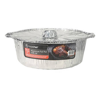 12PK Topchef Aluminum Foil Pot Kitchen Food Storage w/ Lid 33cm