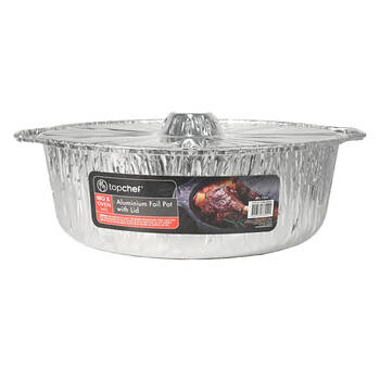 12PK Topchef Aluminum Foil Pot Kitchen Food Storage w/ Lid 39cm