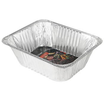 48PK Topchef Large Rectangle Deep Aluminium Foil BBQ Tray 32x26cm