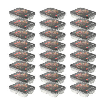 144pc Topchef 3-Compartments Aluminium Foil Food Tray w/ Lid 22x16cm
