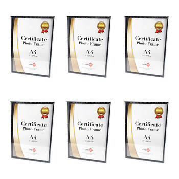 6PK Unigift Slim Certificate Glass Picture Photo Frame A4 21x29.7cm Black