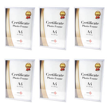 6PK Unigift Slim Certificate Glass Picture Photo Frame A4 21x29.7cm White