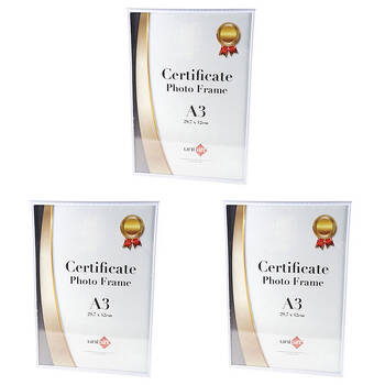 3PK Unigift Slim Certificate Glass Picture Photo Frame A3 29.7x42cm White