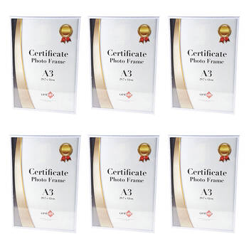 6PK Unigift Slim Certificate Glass Picture Photo Frame A3 29.7x42cm White