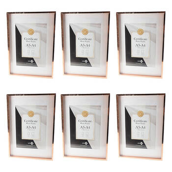 6PK Unigift Metallic Certificate Glass Picture Photo Frame A3/A4 Copper