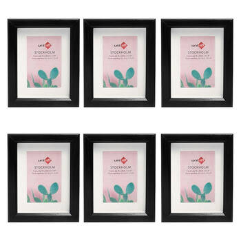 6PK Unigift Stockholm Wooden/Glass Picture Photo Frame 6x8in 15x20cm Black