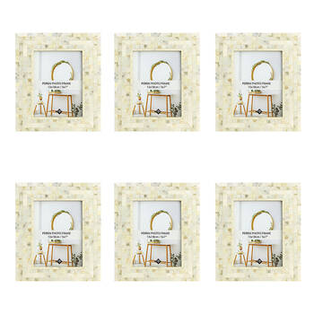 6PK Unigift Perini Home Decor Glass Picture Photo Frame 13x18cm Pearl