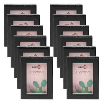 12PK Unigift Stockholm Wooden/Glass Picture Photo Frame 4x6in 10x15cm Brown