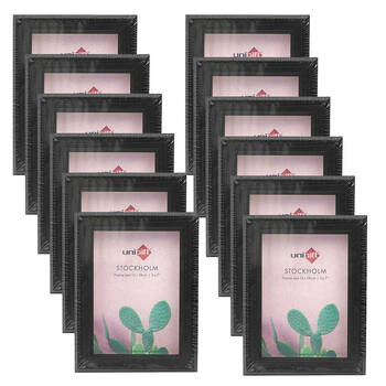 12PK Unigift Stockholm Wooden/Glass Picture Photo Frame 5x7in 13x18cm Brown