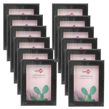 12PK Unigift Stockholm Wooden/Glass Picture Photo Frame 5x7in 13x18cm Black