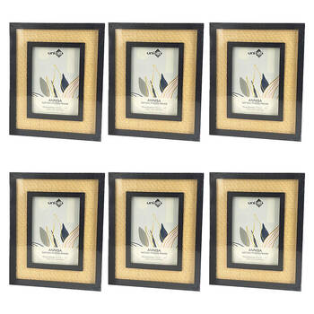 6PK Unigift Annisa Rattan Wooden Picture Photo Frame 13x18cm Black&Natural