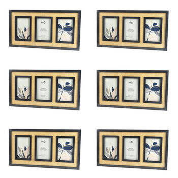 6PK Unigift Annisa Rattan Wooden Picture Photo Frame 10x15cm Black&Natural