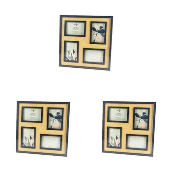3PK Unigift Annisa Rattan Wooden Picture Photo Frame 10x15cm Black&Natural