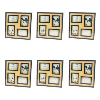 6PK Unigift Annisa Rattan Wooden Picture Photo Frame 10x15cm Black&Natural