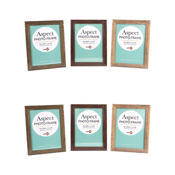 6PK Unigift Aspect 15x20cm MDF/Glass Picture Frame - Assorted