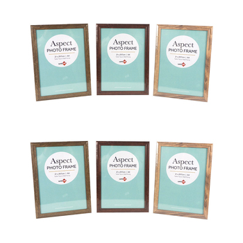 6PK Unigift Aspect MDF/Glass A4 Picture Frame - Assorted