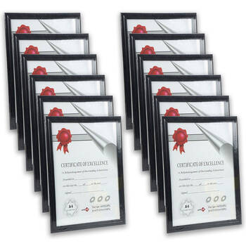 12PK Unigift Certificate Glass Picture Photo Frame A4 21x29.7cm Black/Black