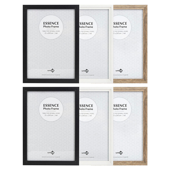 6PK Unigift Essence 21x30cm MDF/Glass A4 Picture Frame - Assorted