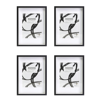 4PK Unigift Downton 21x29cm MDF/Glass Matt A4 Picture Frame - Black