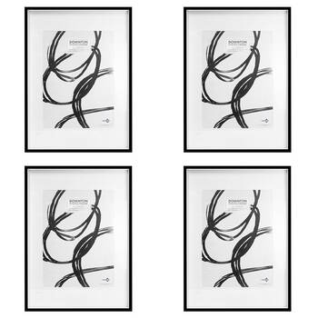 4PK Unigift Downton Matt Wooden/Glass Sleek Picture Photo Frame A1 Black