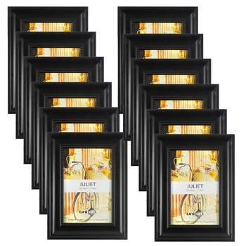12PK Unigift Juliet Wooden/Glass Single Picture Photo Frame 10x15cm Black