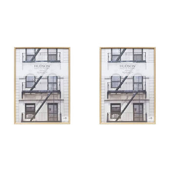 2PK Unigift Hudson Round Wooden Profile Picture Photo Frame A1 Natural