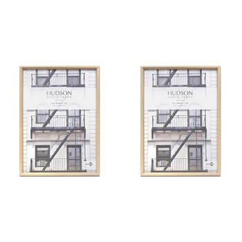 2PK Unigift Hudson Round Wooden Profile Picture Photo Frame A2 Natural