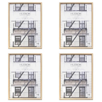 4PK Unigift Hudson Round Wooden Profile Picture Photo Frame A2 Natural