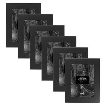 6PK Unigift Noosa 13x18cm MDF/Glass Picture Frame - Black
