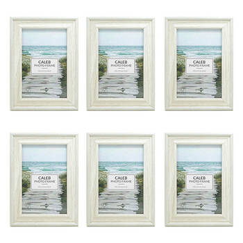 6PK Unigift Caleb Wooden/Glass Picture Photo Frame 10x15cm Grey/Cream
