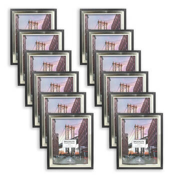 12PK Unigift Brooklyn Wooden/Glass Picture Photo Frame 20x25cm Black/Gold