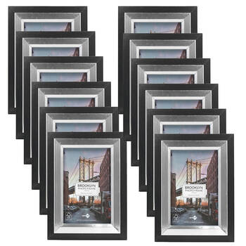 12PK Unigift Brooklyn Wooden/Glass Picture Photo Frame 10x15cm Black/Silver