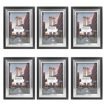 6PK Unigift Brooklyn Wooden/Glass Picture Photo Frame 13x18cm Black/Silver