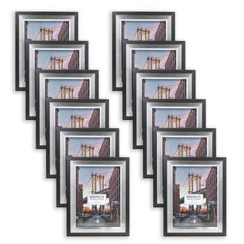 12PK Unigift Brooklyn Wooden/Glass Picture Photo Frame 15x20cm Black/Silver