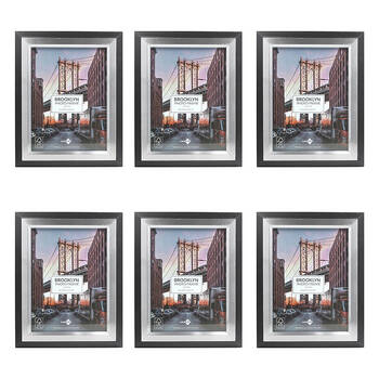 6PK Unigift Brooklyn Wooden/Glass Picture Photo Frame 15x20cm Black/Silver