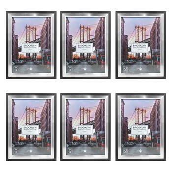 6PK Unigift Brooklyn Wooden/Glass Picture Photo Frame A4 Black/Silver