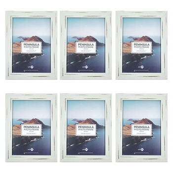 6PK Unigift Peninsula Glass Picture Photo Frame 13x18cm Distressed White