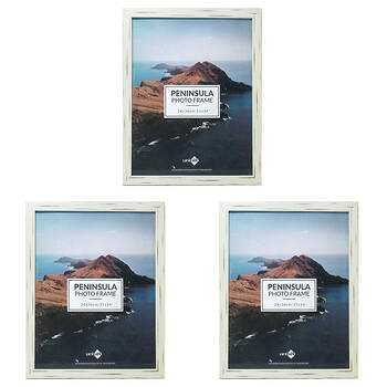 3PK Unigift Peninsula Glass Picture Photo Frame 28x36cm Distressed White