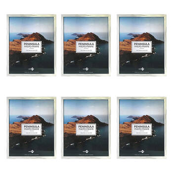 6PK Unigift Peninsula Glass Picture Photo Frame 40x50cm Distressed White