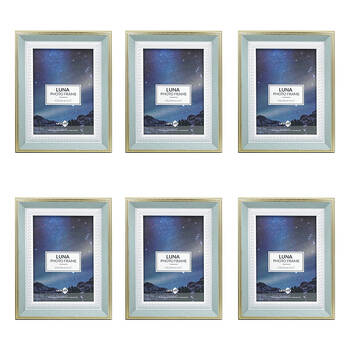 6PK Unigift Luna Gold Trim Border Glass Picture Photo Frame 13x18cm Green