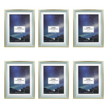 6PK Unigift Luna Gold Trim Border Glass Picture Photo Frame 15x20cm Green