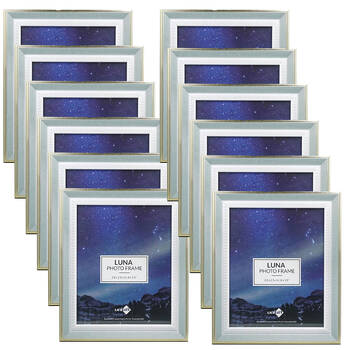 12PK Unigift Luna Gold Trim Border Glass Picture Photo Frame 20x25cm Green