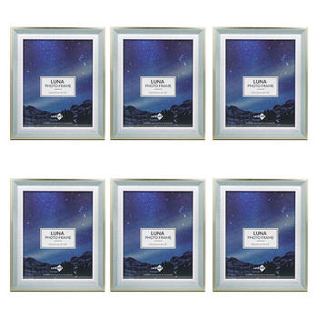 6PK Unigift Luna Gold Trim Border Glass Picture Photo Frame 20x25cm Green