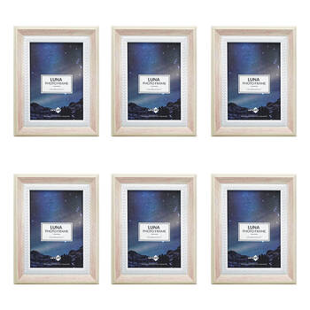 6PK Unigift Luna Cream Trim Border Glass Picture Photo Frame 13x18cm Pink