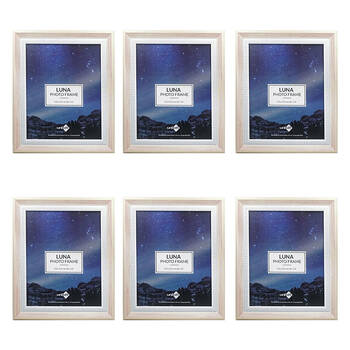 6PK Unigift Luna Cream Trim Border Glass Picture Photo Frame 20x25cm Pink