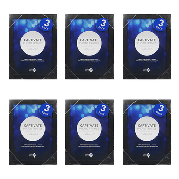 6PK 3pc Unigift 13x18cm Captivate Glass Photo Frame Assorted - Black/White