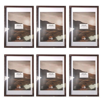 6PK Unigift Dallas Matboard Wooden Picture Photo Frame 18x23cm Assorted