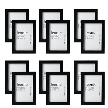 12PK Unigift 13x18cm Iconic MDF Glass Photo Frame - Black