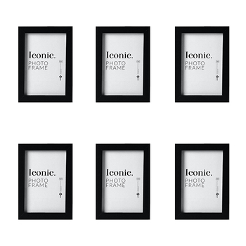 6PK Unigift 13x18cm Iconic MDF Glass Photo Frame - Black